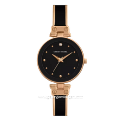 CHRIST VERRA CV 501923L-58 BLK Black Rosegold Ceramic Combinasi Stainless Steel With Silver Bracelet