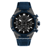 CHRIST VERRA CV 53605G-2C GUN Blue Grey Leather Strap