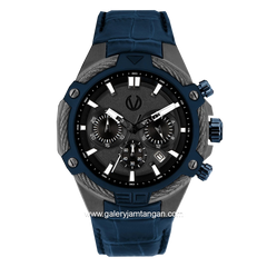 CHRIST VERRA CV 53605G-2C GUN Blue Grey Leather Strap