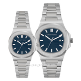 CHRIST VERRA COPPIA CV 921548G-11 BLU & CV 921548L-11 BLU Couple Silver Dial Blue Stainless Steel