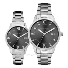 CHRIST VERRA TIMELESS HARMONY CV 10639G-11 BLK & 10639L-11 BLK Silver Dial Black Stainless Steel