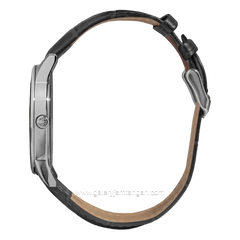 CHRIST VERRA CLASSIC MEMOIR CV 12452G-21 BLK & CV 12452L-21 BLK Couple Black Silver Leather Strap