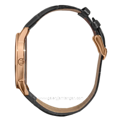 CHRIST VERRA CLASSIC MEMOIR CV 12452G-25 BLK & CV 12452L-25 BLK Couple Black Silver Leather Strap