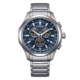 CITIZEN ECO DRIVE AT2530-85L Chronograph Silver Dial Blue Titanium Strap