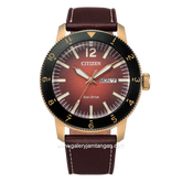 CITIZEN ECO DRIVE AW0079-13X Brown Dial Brown Leather Strap