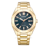 CITIZEN ECO DRIVE BM7633-81X Gold Dial Green Stainless Steel Strap