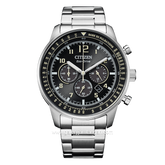 CITIZEN ECO DRIVE CA4500-83E Chronograph Silver Dial Black Stainless Steel Strap