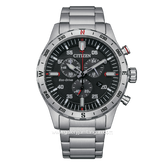 CITIZEN CTZ AT2520-89E Eco Drive Full Silver Dial Black Chronograph Stainless Steel
