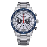 CITIZEN CTZ CA4554-84H Eco-Drive Silver Ring Blue Dial White Chronograph