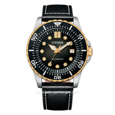 CITIZEN CTZ NJ0176-10E Black Silver Dial Black Automatic Leather Strap