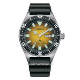 CITIZEN CTZ NY0120-01X Black Silver Dial Yellow Rubber Automatic Divers
