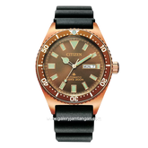 CITIZEN CTZ NY0125-08W Black Rosegold Dial Light Brown Rubber Automatic Divers