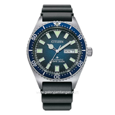 CITIZEN CTZ NY0129-07L Black Silver Dial Blue Rubber Automatic Divers