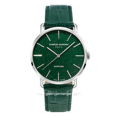 CHARLES JOURDAN C1124-1392 Green Silver Leather Strap