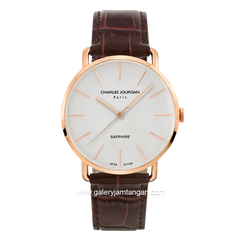 CHARLES JOURDAN CJ1124-1512 Brown Rosegold Leather Strap