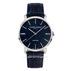 CHARLES JOURDAN C1124-1382 Blue Silver Leather Strap