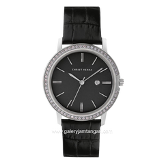 CHRIST VERRA CV 320221G-21 BLK Black Silver Leather Strap