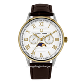 CHRIST VERRA SOLUNAE CV 51016G-23 WHT Brown Gold Dial White Leather Strap