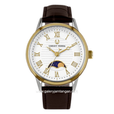 CHRIST VERRA SOLUNAE CV 51016L-23 WHT Brown Gold Dial White Leather Strap