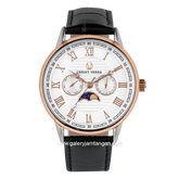 CHRIST VERRA SOLUNAE CV 51016G-24 WHT Black Rosegold Dial White Leather Strap
