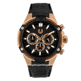 CHRIST VERRA CV 53605G-28 BLK Black Rosegold Leather Strap