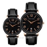 CHRIST VERRA CV 12071G-28 BLK & CV 12071L-28 BLK Black Rosegold Leather Strap