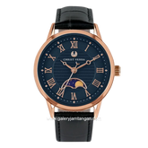 CHRIST VERRA SOLUNAE CV 51016L-25 BLU Black Rosegold Dial Blue Leather Strap