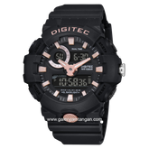 DIGITEC DA-2112T Digital Analog Black Dial Rosegold Rubber Strap