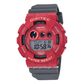DIGITEC DG-5021T Digital Grey Red Rubber Strap