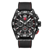 DUCATI DTWGO0001801 DT012 Chronograph Full Black Silicone Combi Nylon Strap
