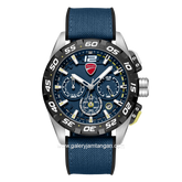 DUCATI DTWGO0001802 DT012 Chronograph Black Silicone Combi Blue Nylon Strap
