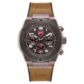 DUCATI DTWGO0002503 DT020 Chronograph Black Silicone Combi Brown Nylon Strap