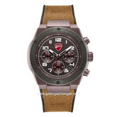 DUCATI DTWGO0002503 DT020 Chronograph Black Silicone Combi Brown Nylon Strap