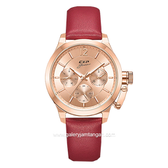 Expedition E 6381 B Red Dial Rosegold Leather Strap
