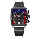 EXPEDITION E 6636 BC Black Silver Dial Red Chronograph Leather Strap