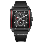 EXPEDITION E 6731 GC Black Ring Red Chronograph Leather Strap