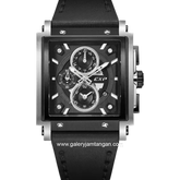 EXPEDITION E 6731 GC Black Silver Chronograph Leather Strap