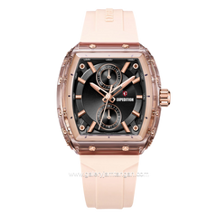 Expedition E 6814 MF Ladies Peach Dial Black Rubber Strap