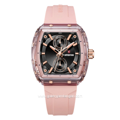 Expedition E 6814 MF Ladies Pink Dial Black Rubber Strap