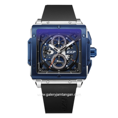 Expedition E 6844 MC Black Silver Ring Blue Rubber Strap
