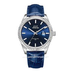 Expedition E 6865 MD Blue Silver Leather Strap