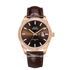 Expedition E 6865 MD Brown Rosegold Leather Strap