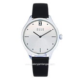 ELLE EL007-1S02L03 Black Silver Dial White Leather Strap