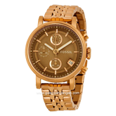FOSSIL ES3494 Boyfriend Chronograph Brown Dial Rose Gold Stainless Steel Strap