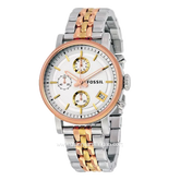 FOSSIL ES3840 Boyfriend Chronograph Silver Dial Tri- Tone Ladies Stainless Steel Strap