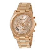 FOSSIL ES3885 Ladies Perfect Boyfriend Multfunction Gold Dial Gold Stainless Steel Strap