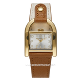 FOSSIL Harwell ES5346 Brown Beige Case Gold Leather Strap