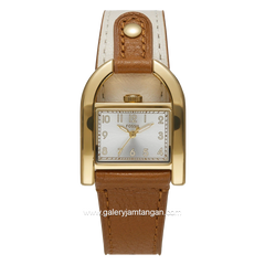 FOSSIL Harwell ES5346 Brown Beige Case Gold Leather Strap