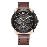 Expedition E 6402 B Chronograph Brown Dial Black Leather Strap