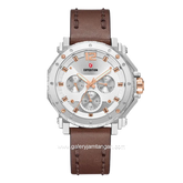Expedition E 6402 B Chronograph Brown Dial Silver Leather Strap